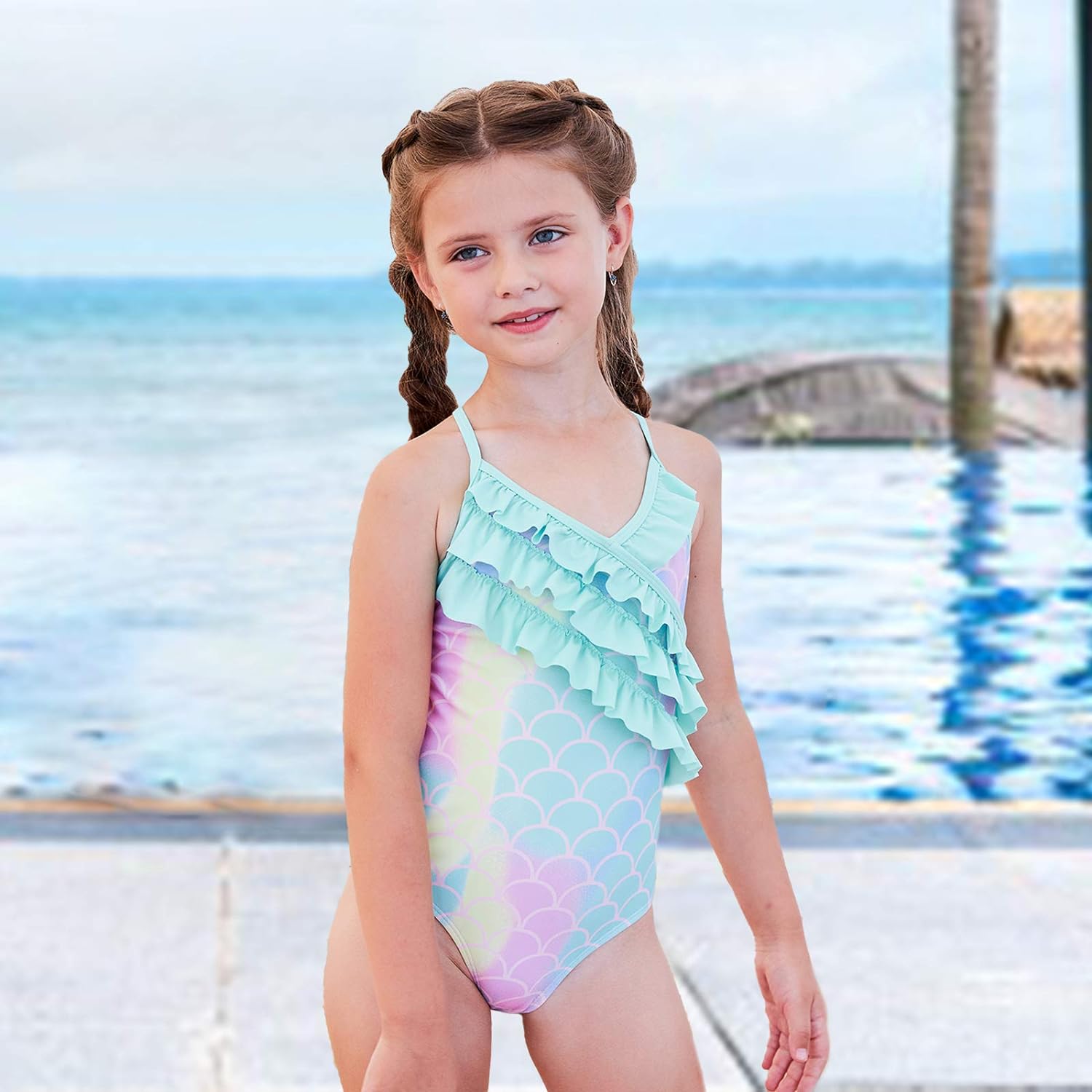 Girls One Piece Swimsuits Mermaid Bathing Suits Summer Swimsuit 2-14 Years Girls One Piece Swimsuits Mermaid Bathing Suits Summer Swimsuit 2-14 Years