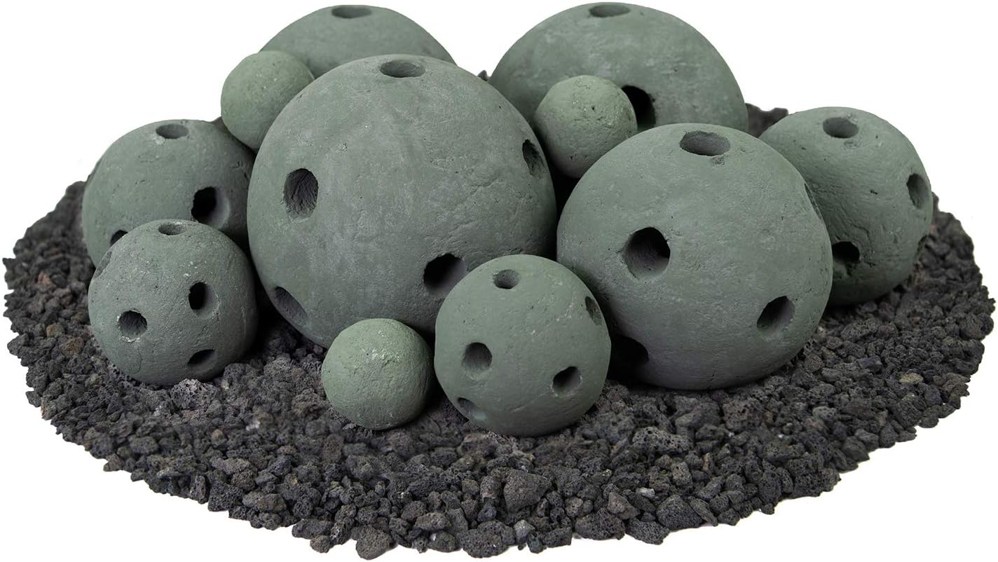 Speckled Modern Accessory for Indoor and Outdoor Fire Pits or Fireplaces – Brushed Concrete Look Ceramic Fire Balls Pewter Gray 6 Inch Set of 5 Speckled Modern Accessory for Indoor and Outdoor Fire Pits or Fireplaces – Brushed Concrete Look Ceramic Fire Balls Pewter Gray 6 Inch Set of 5