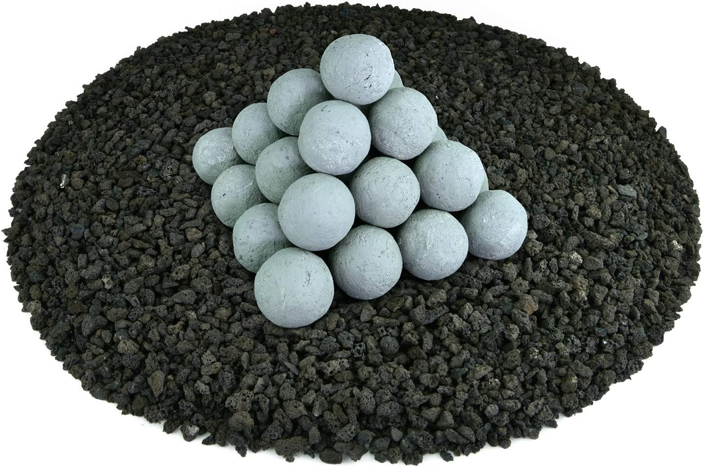 Speckled Modern Accessory for Indoor and Outdoor Fire Pits or Fireplaces – Brushed Concrete Look Ceramic Fire Balls Pewter Gray 6 Inch Set of 5 Speckled Modern Accessory for Indoor and Outdoor Fire Pits or Fireplaces – Brushed Concrete Look Ceramic Fire Balls Pewter Gray 6 Inch Set of 5