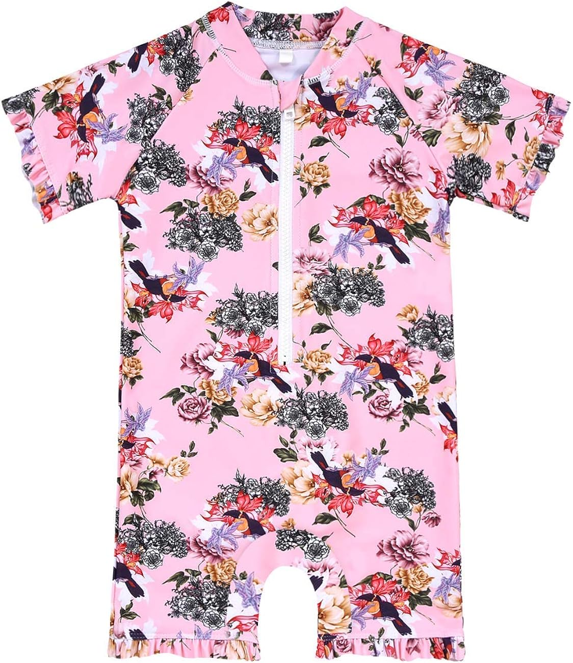 Short Sleeve Bathing Suit Swimsuit Cadocado Girls Print Zip Rash Guard Swimwear Ruffled UPF 50 Short Sleeve Bathing Suit Swimsuit Cadocado Girls Print Zip Rash Guard Swimwear Ruffled UPF 50