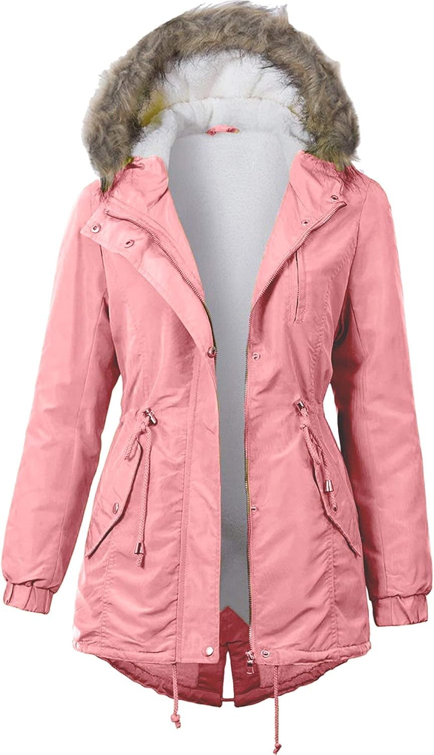 OLLIE ARNES Women's Quilted or Inner Fur Lined Sherpa Anorak Down Parka Jacket OLLIE ARNES Women's Quilted or Inner Fur Lined Sherpa Anorak Down Parka Jacket