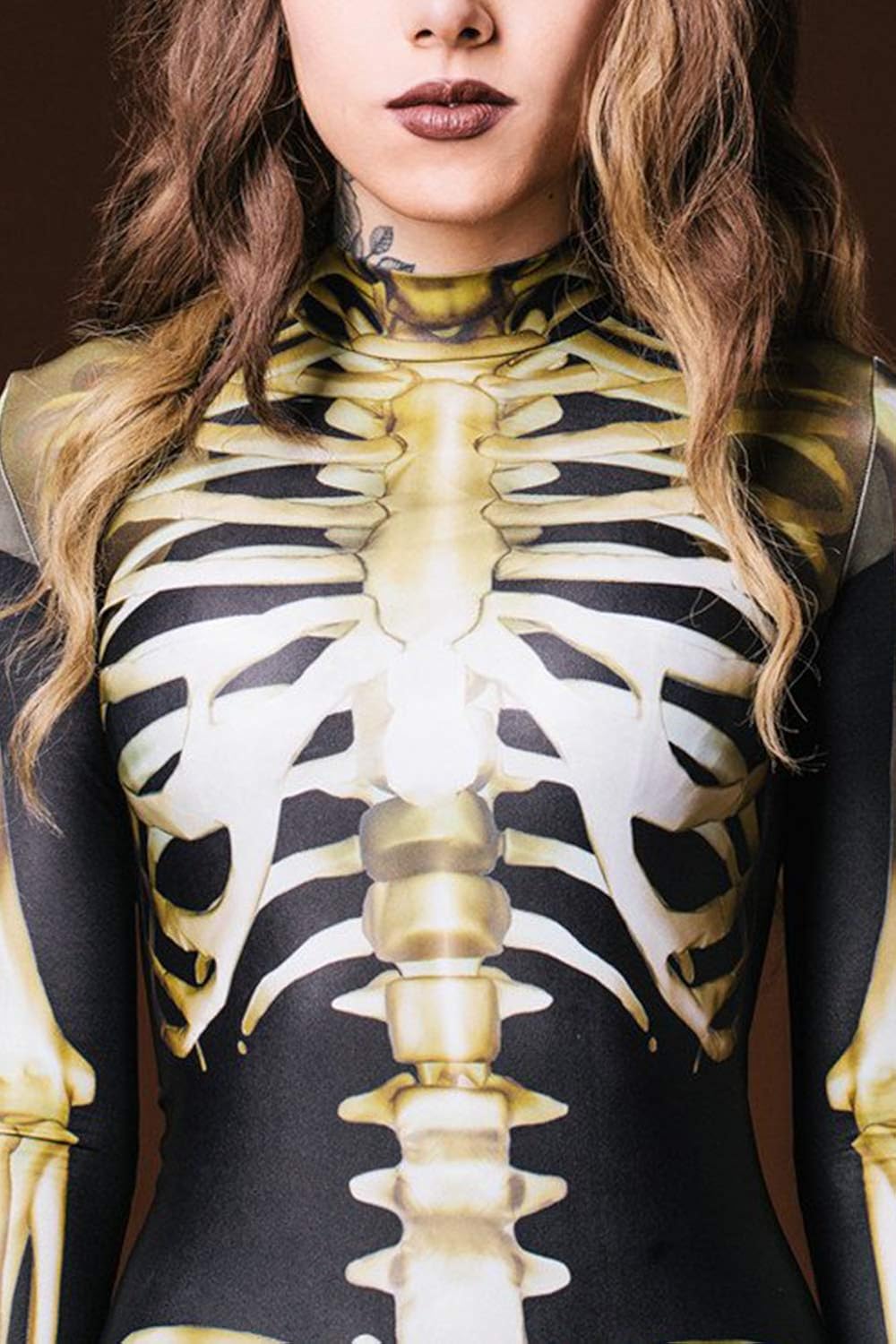 ALBIZIA Women's Skull Skeleton Halloween Costume Jumpsuit Bodysuit Bodycon Outfit ALBIZIA Women's Skull Skeleton Halloween Costume Jumpsuit Bodysuit Bodycon Outfit
