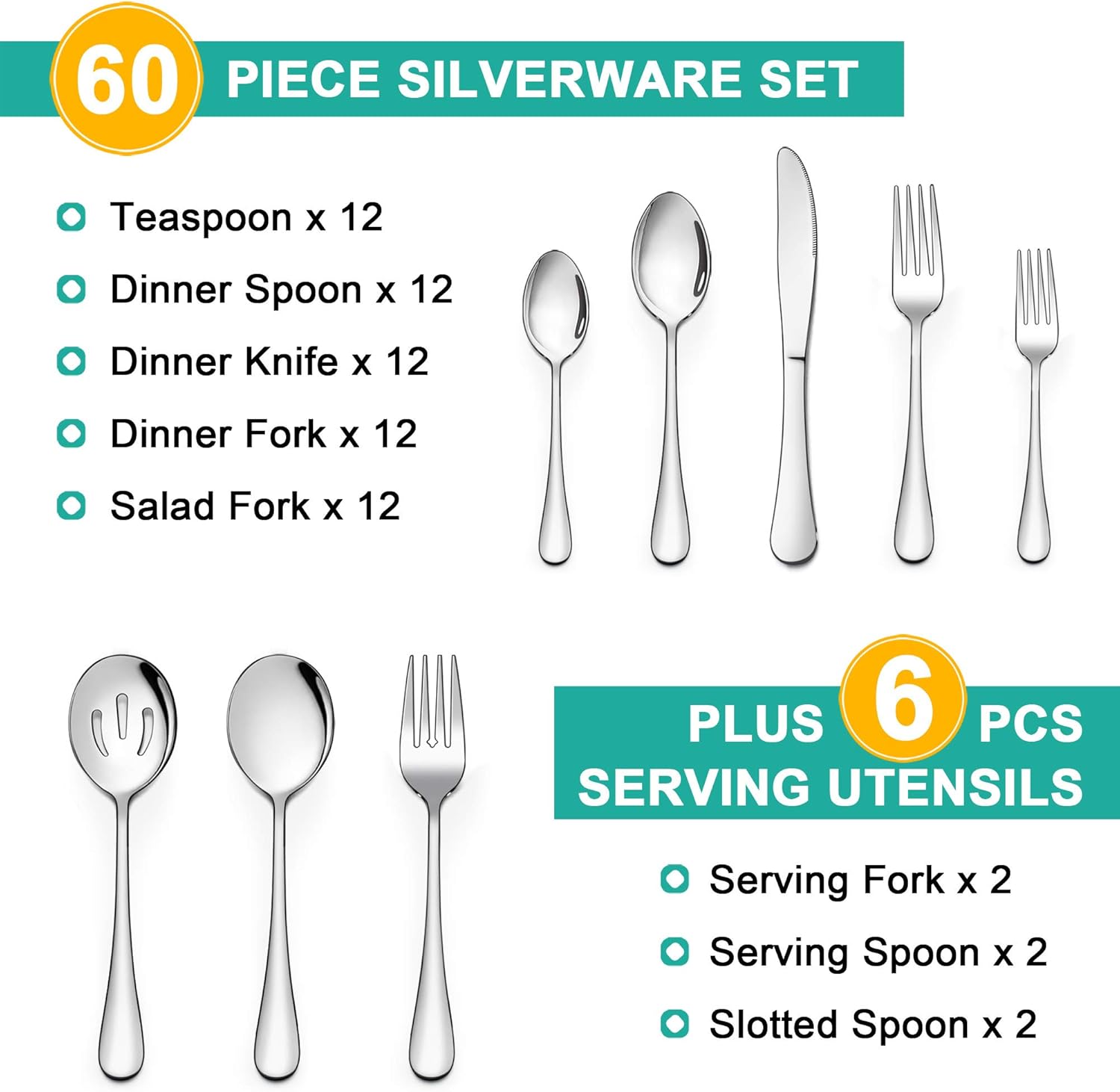 Stainless Steel Silverware Flatware Set for 8 Elegant Cutlery Tableware Includes Fork Spoon Knife LIANYU 46-Piece Silverware Set with Serving Utensils Mirror Polished Dishwasher Safe Stainless Steel Silverware Flatware Set for 8 Elegant Cutlery Tableware Includes Fork Spoon Knife LIANYU 46-Piece Silverware Set with Serving Utensils Mirror Polished Dishwasher Safe