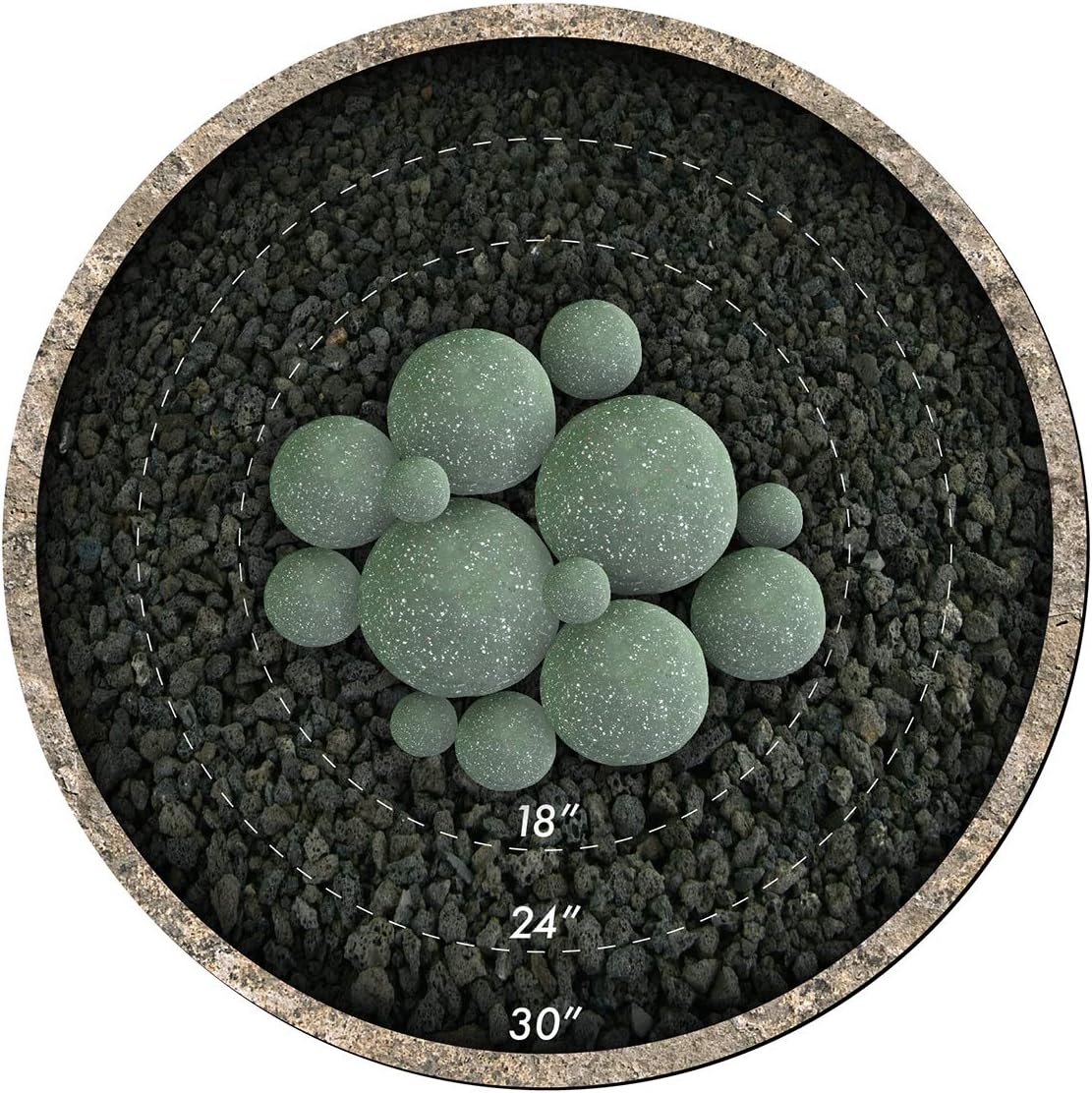Speckled Modern Accessory for Indoor and Outdoor Fire Pits or Fireplaces – Brushed Concrete Look Ceramic Fire Balls Pewter Gray 6 Inch Set of 5 Speckled Modern Accessory for Indoor and Outdoor Fire Pits or Fireplaces – Brushed Concrete Look Ceramic Fire Balls Pewter Gray 6 Inch Set of 5