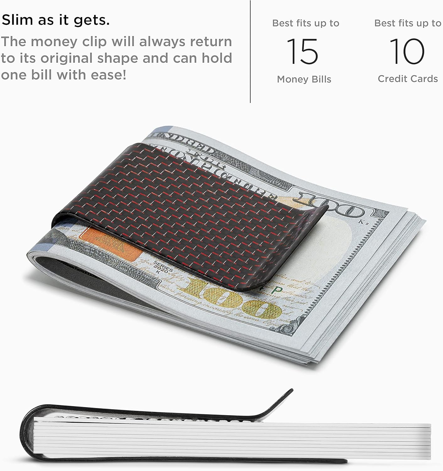 SERMAN BRANDS Carbon Fiber Money Clip Credit Card Holder Slim Business Front Pocket Clips for Men Black Glossy SERMAN BRANDS Carbon Fiber Money Clip Credit Card Holder Slim Business Front Pocket Clips for Men Black Glossy