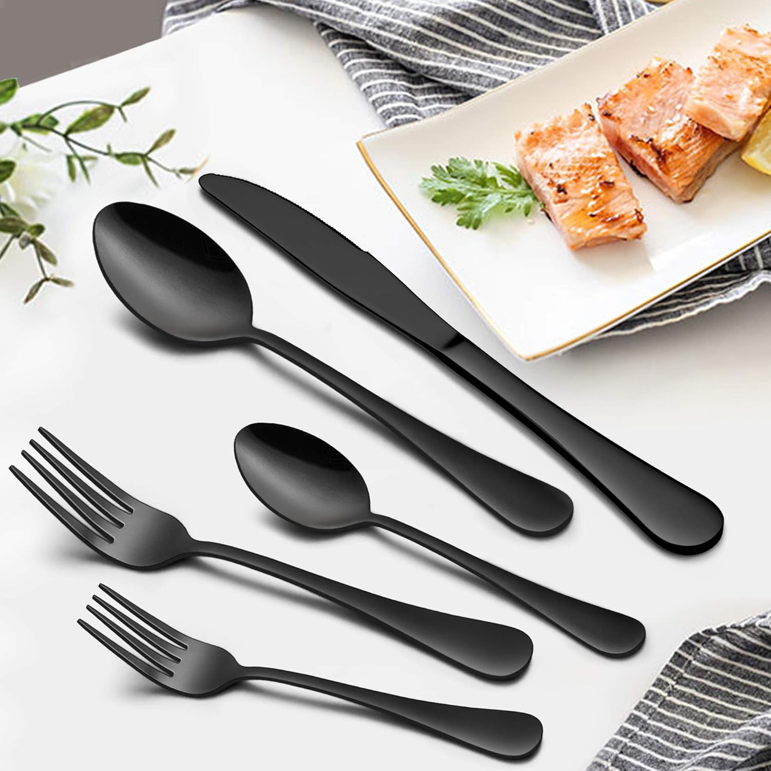 Stainless Steel Silverware Flatware Set for 8 Elegant Cutlery Tableware Includes Fork Spoon Knife LIANYU 46-Piece Silverware Set with Serving Utensils Mirror Polished Dishwasher Safe Stainless Steel Silverware Flatware Set for 8 Elegant Cutlery Tableware Includes Fork Spoon Knife LIANYU 46-Piece Silverware Set with Serving Utensils Mirror Polished Dishwasher Safe