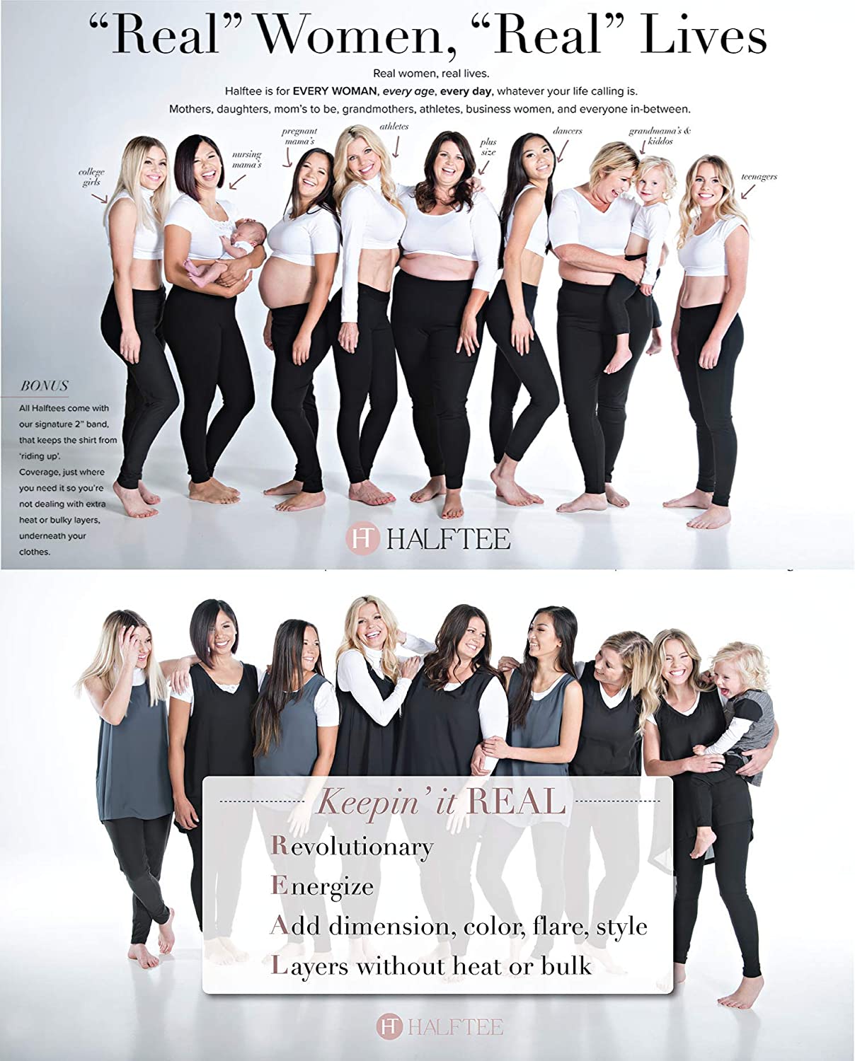 Crop Tops for Women & Teens HALFTEE Mock Turtleneck Elbow Sleeve Layering Tee XS-3X Crop Tops for Women & Teens HALFTEE Mock Turtleneck Elbow Sleeve Layering Tee XS-3X