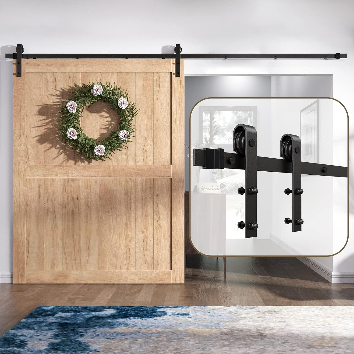 Easy Installation J Shape Hanger Smoothly and Quietly Fit 1 3/8-1 3/4 Thickness Door Panel Black ROOMTEC Sliding Barn Door Hardware Kit 6ft Heavy Duty Sturdy Easy Installation J Shape Hanger Smoothly and Quietly Fit 1 3/8-1 3/4 Thickness Door Panel Black ROOMTEC Sliding Barn Door Hardware Kit 6ft Heavy Duty Sturdy