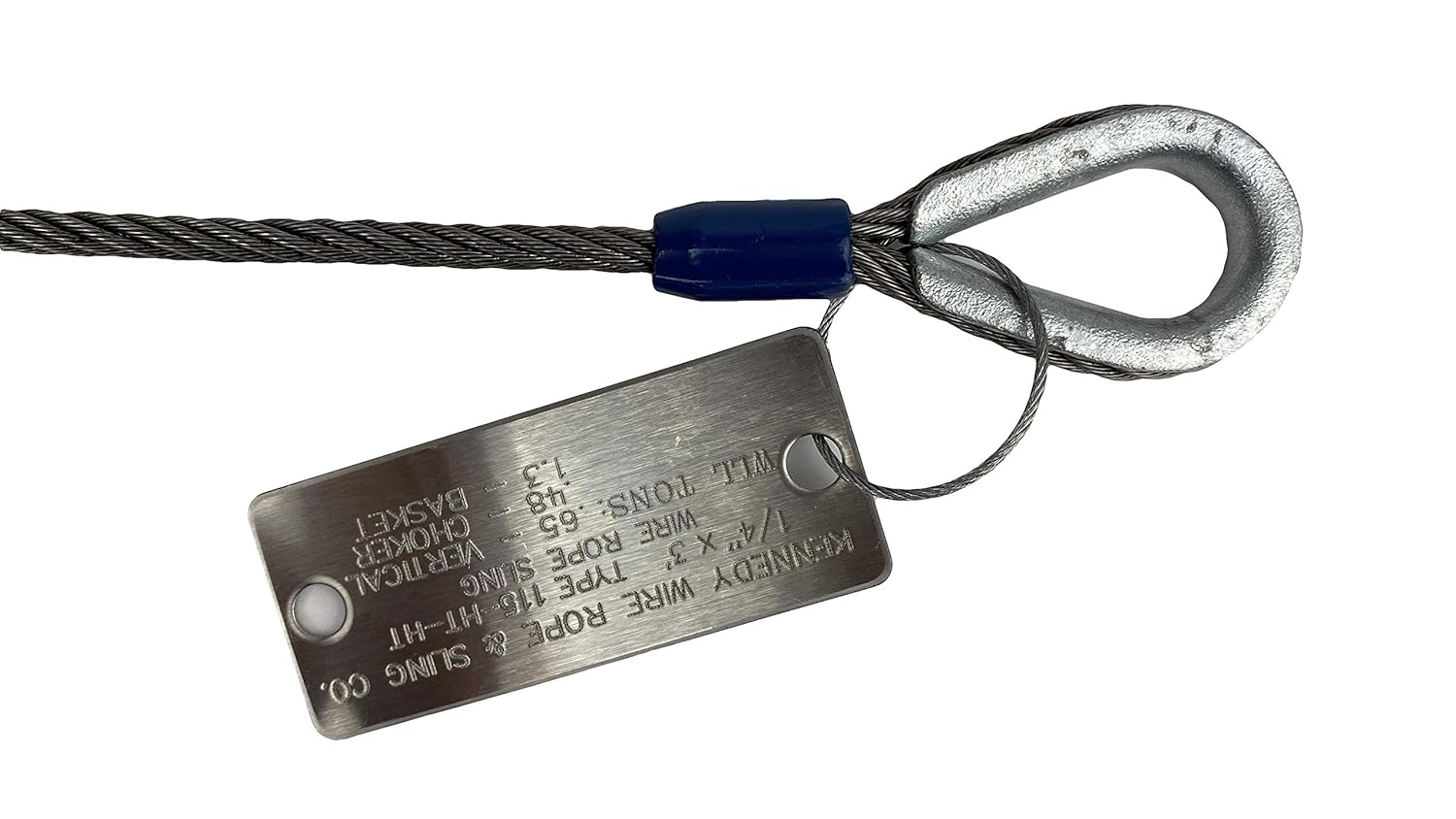 Various Sizes in Listing 1/4 x 8' Single Leg Wire Rope Sling w/Thimble Eye Each End Kennedy Wire Rope & Sling Co Various Sizes in Listing 1/4 x 8' Single Leg Wire Rope Sling w/Thimble Eye Each End Kennedy Wire Rope & Sling Co