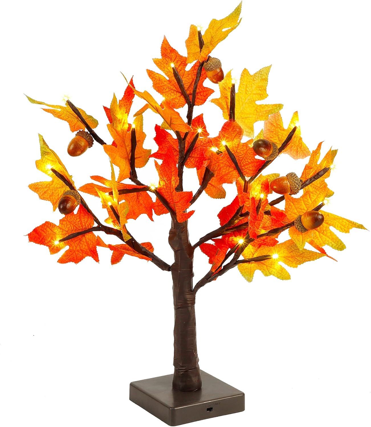 WATERGLIDE Tabletop Lighted Maple Tree 24 LED Thanksgiving Decorations Lights Artificial Table Centerpiece Battery Operated with Timer Leaf and Acorn Autumn Fall Trees for Indoor Home Bedroom Décor WATERGLIDE Tabletop Lighted Maple Tree 24 LED Thanksgiving Decorations Lights Artificial Table Centerpiece Battery Operated with Timer Leaf and Acorn Autumn Fall Trees for Indoor Home Bedroom Décor