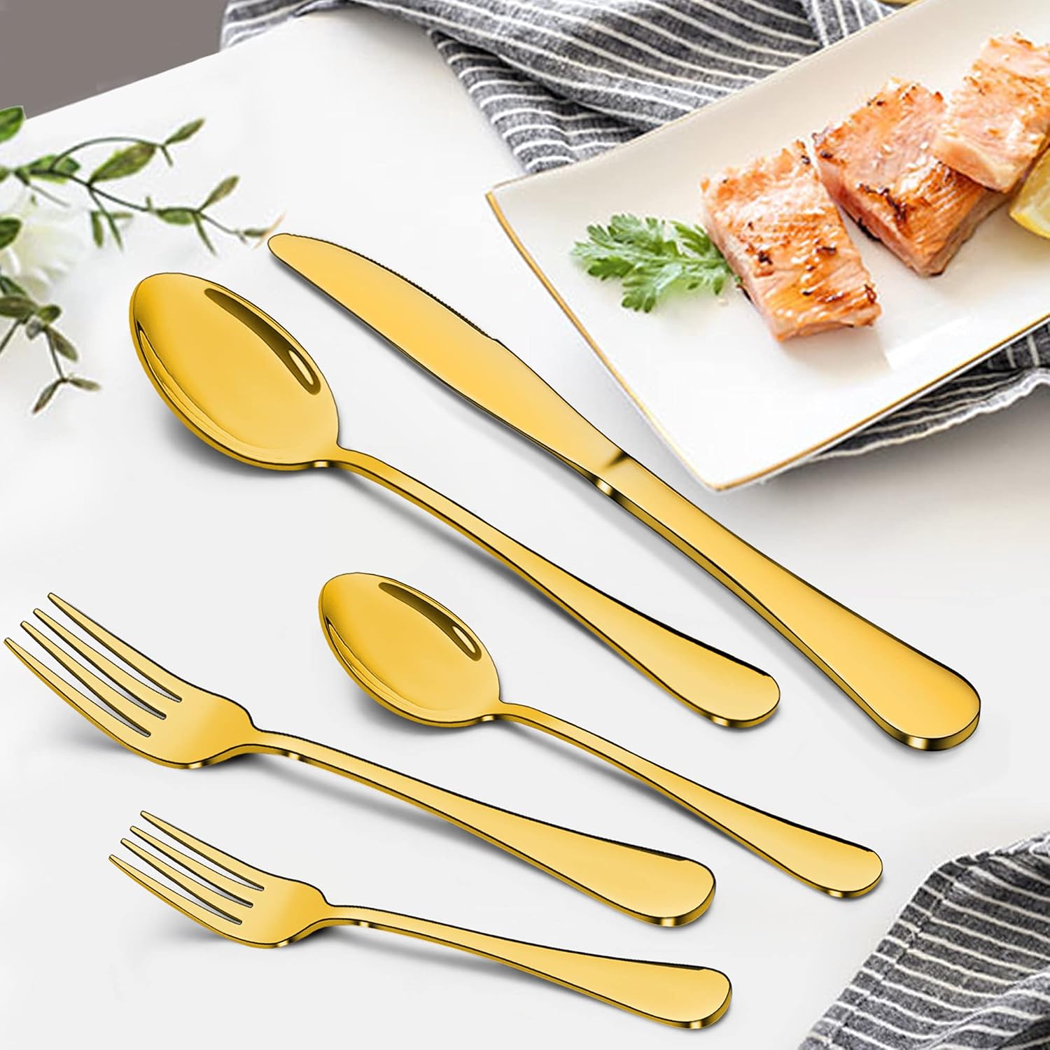 Stainless Steel Silverware Flatware Set for 8 Elegant Cutlery Tableware Includes Fork Spoon Knife LIANYU 46-Piece Silverware Set with Serving Utensils Mirror Polished Dishwasher Safe Stainless Steel Silverware Flatware Set for 8 Elegant Cutlery Tableware Includes Fork Spoon Knife LIANYU 46-Piece Silverware Set with Serving Utensils Mirror Polished Dishwasher Safe