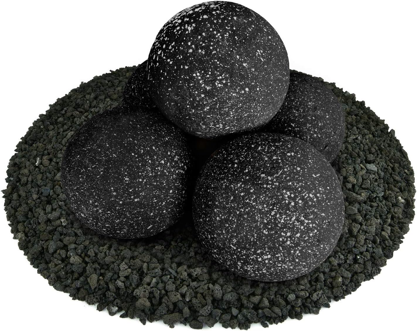 Speckled Modern Accessory for Indoor and Outdoor Fire Pits or Fireplaces – Brushed Concrete Look Ceramic Fire Balls Pewter Gray 6 Inch Set of 5 Speckled Modern Accessory for Indoor and Outdoor Fire Pits or Fireplaces – Brushed Concrete Look Ceramic Fire Balls Pewter Gray 6 Inch Set of 5