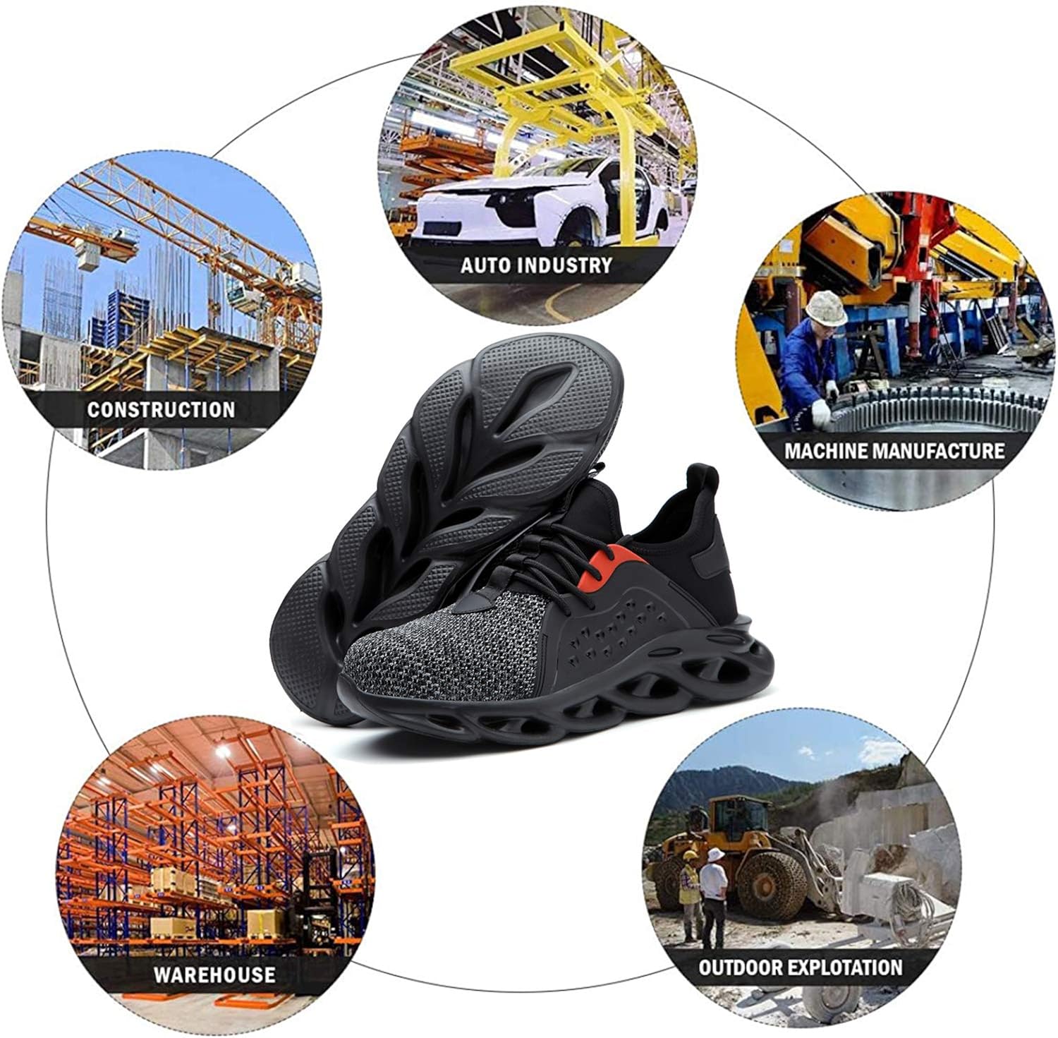 ALGGORUN Steel Toe Shoes for Men Indestructible Shoes Lightweight Breathable Puncture Proof Safety Shoes for Women ALGGORUN Steel Toe Shoes for Men Indestructible Shoes Lightweight Breathable Puncture Proof Safety Shoes for Women