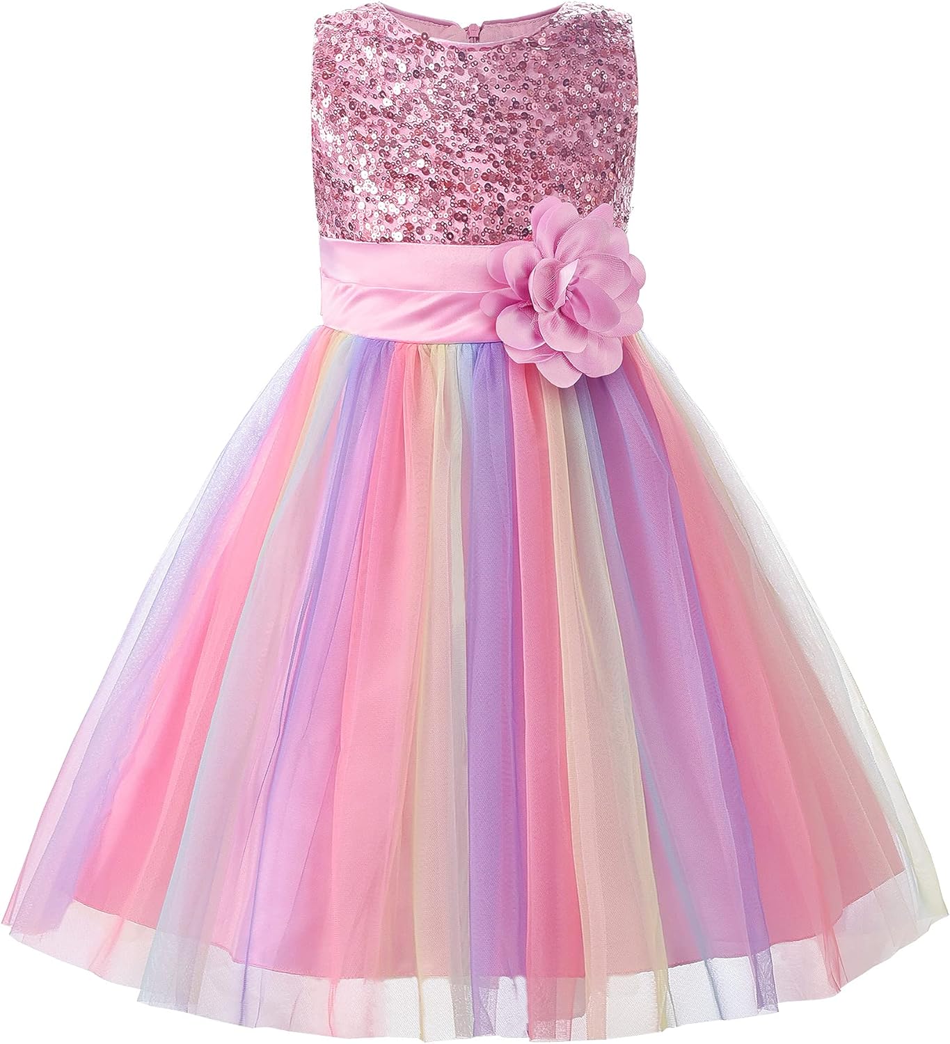 JerrisApparel Flower Girls Sequin Dress Rainbow Tutu Birthday Party Dress Pageant Gown JerrisApparel Flower Girls Sequin Dress Rainbow Tutu Birthday Party Dress Pageant Gown