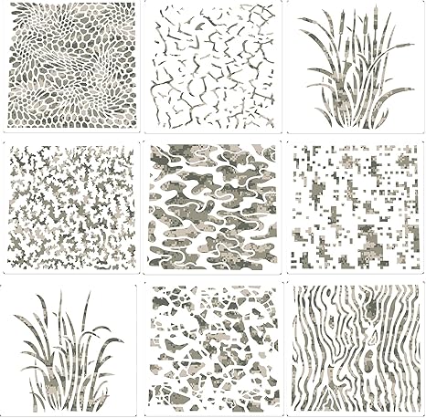 9 Pieces Camo Print Stencils Camouflage Painting Templates Reusable Grass Pattern Stencils Green Camo DIY Stencils for Scrapbooking Painting on Wood Crafts 7.9 x 7.9 Inch 9 Pieces Camo Print Stencils Camouflage Painting Templates Reusable Grass Pattern Stencils Green Camo DIY Stencils for Scrapbooking Painting on Wood Crafts 7.9 x 7.9 Inch