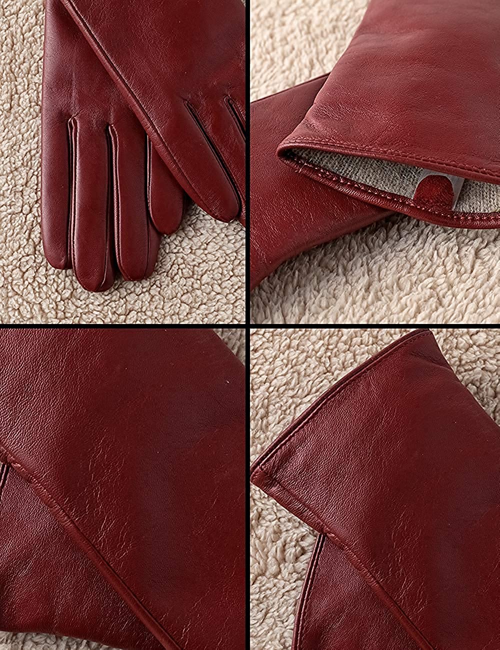 Super-soft Leather Winter Gloves for Women Full-Hand Touchscreen Warm Cashmere Lined Perfect Appearance Super-soft Leather Winter Gloves for Women Full-Hand Touchscreen Warm Cashmere Lined Perfect Appearance