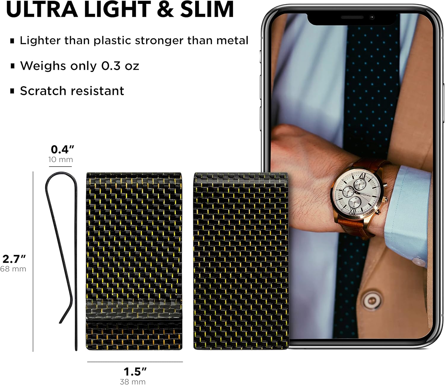 SERMAN BRANDS Carbon Fiber Money Clip Credit Card Holder Slim Business Front Pocket Clips for Men Black Glossy SERMAN BRANDS Carbon Fiber Money Clip Credit Card Holder Slim Business Front Pocket Clips for Men Black Glossy