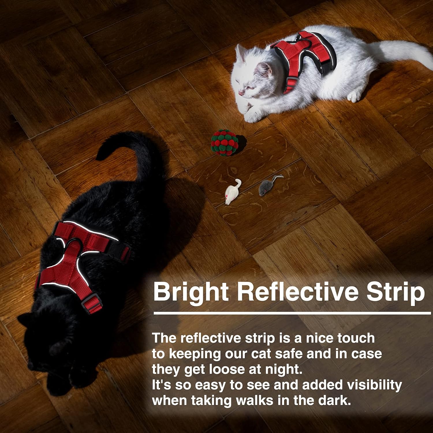 Easy Control and Soft Breathable Mesh Small Pet Vest for Outdoor Walking Escape Proof Adjustable Kitten Harness with Reflective Strip Demigreat Cat Harness with Plush Bouncy Ball and 2 Mouse Toy Easy Control and Soft Breathable Mesh Small Pet Vest for Outdoor Walking Escape Proof Adjustable Kitten Harness with Reflective Strip Demigreat Cat Harness with Plush Bouncy Ball and 2 Mouse Toy