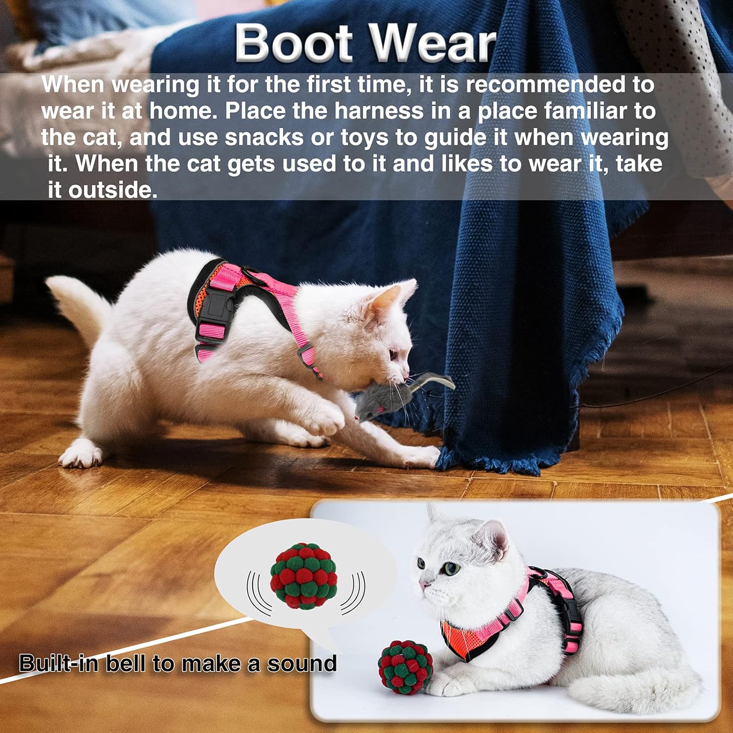 Easy Control and Soft Breathable Mesh Small Pet Vest for Outdoor Walking Escape Proof Adjustable Kitten Harness with Reflective Strip Demigreat Cat Harness with Plush Bouncy Ball and 2 Mouse Toy Easy Control and Soft Breathable Mesh Small Pet Vest for Outdoor Walking Escape Proof Adjustable Kitten Harness with Reflective Strip Demigreat Cat Harness with Plush Bouncy Ball and 2 Mouse Toy