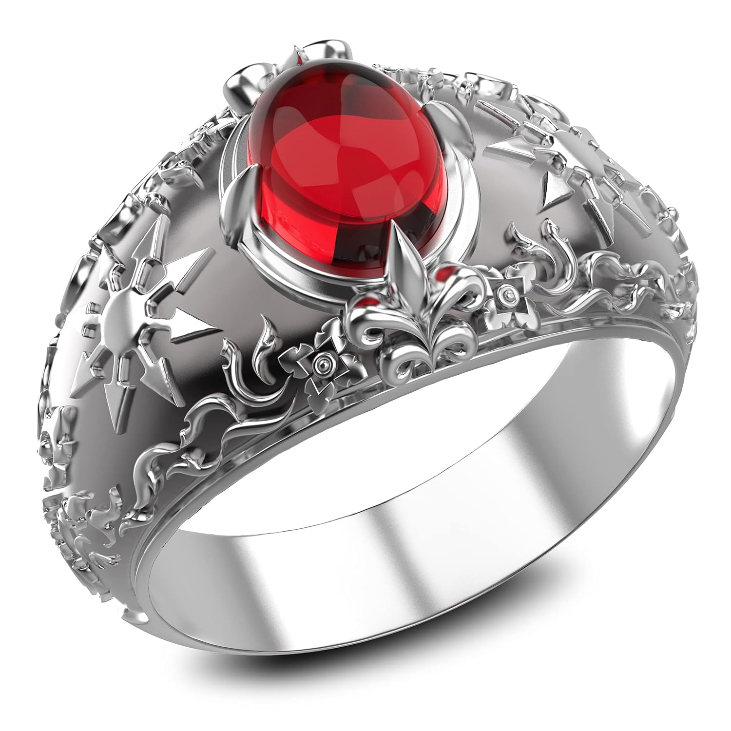 Garnet Gothic Magic Chaos Star Crossed Ring for Women's and Men's Ring 925 Sterling Silver Size 6-15 Garnet Gothic Magic Chaos Star Crossed Ring for Women's and Men's Ring 925 Sterling Silver Size 6-15