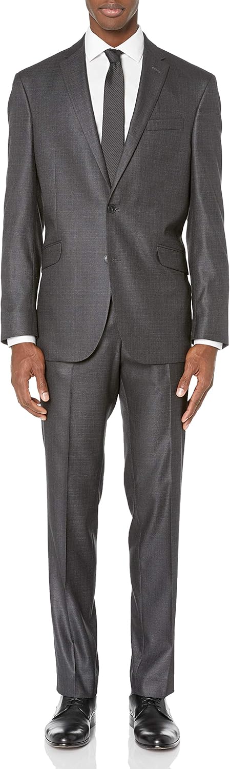 Unlisted by Kenneth Cole Men's 2 Button Slim Fit Suit with Hemmed Pant Unlisted by Kenneth Cole Men's 2 Button Slim Fit Suit with Hemmed Pant