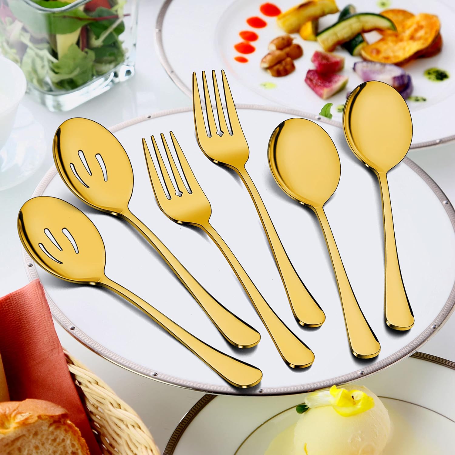 Stainless Steel Silverware Flatware Set for 8 Elegant Cutlery Tableware Includes Fork Spoon Knife LIANYU 46-Piece Silverware Set with Serving Utensils Mirror Polished Dishwasher Safe Stainless Steel Silverware Flatware Set for 8 Elegant Cutlery Tableware Includes Fork Spoon Knife LIANYU 46-Piece Silverware Set with Serving Utensils Mirror Polished Dishwasher Safe