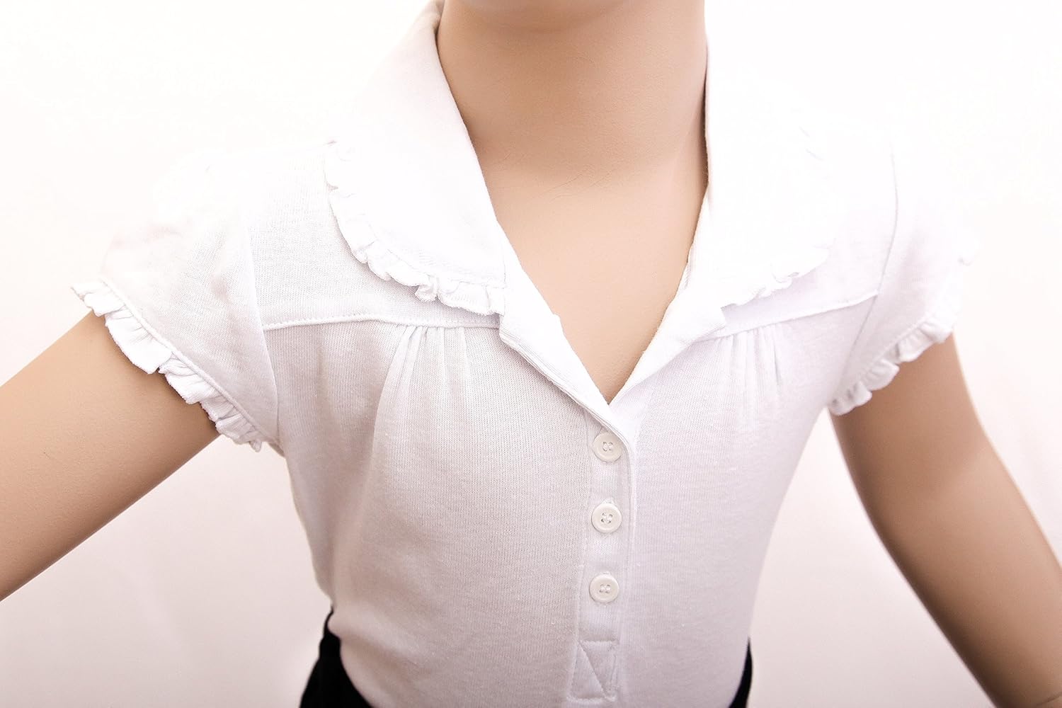 Girl Toppy School Uniform Girls' Short Ruffle Sleeve Top Girl Toppy School Uniform Girls' Short Ruffle Sleeve Top