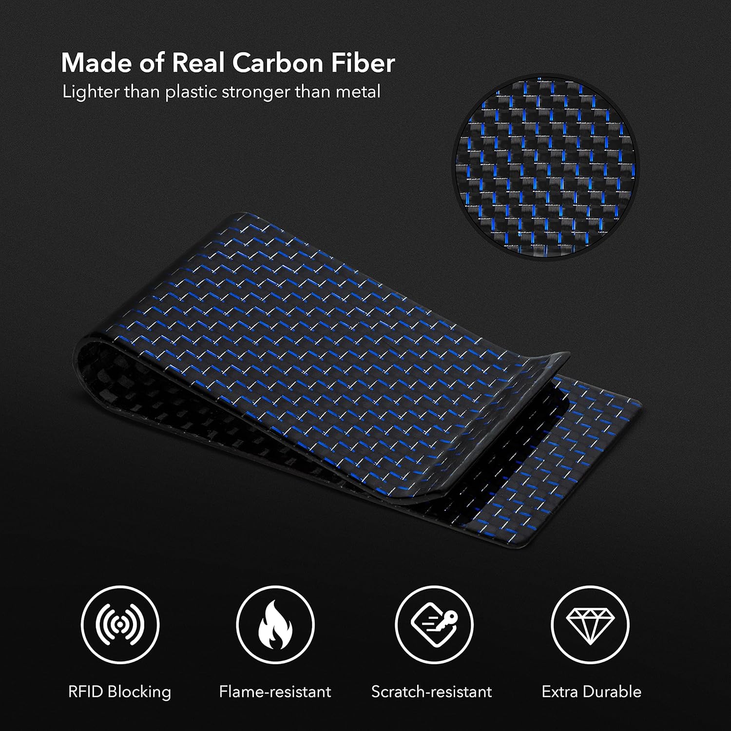 SERMAN BRANDS Carbon Fiber Money Clip Credit Card Holder Slim Business Front Pocket Clips for Men Black Glossy SERMAN BRANDS Carbon Fiber Money Clip Credit Card Holder Slim Business Front Pocket Clips for Men Black Glossy