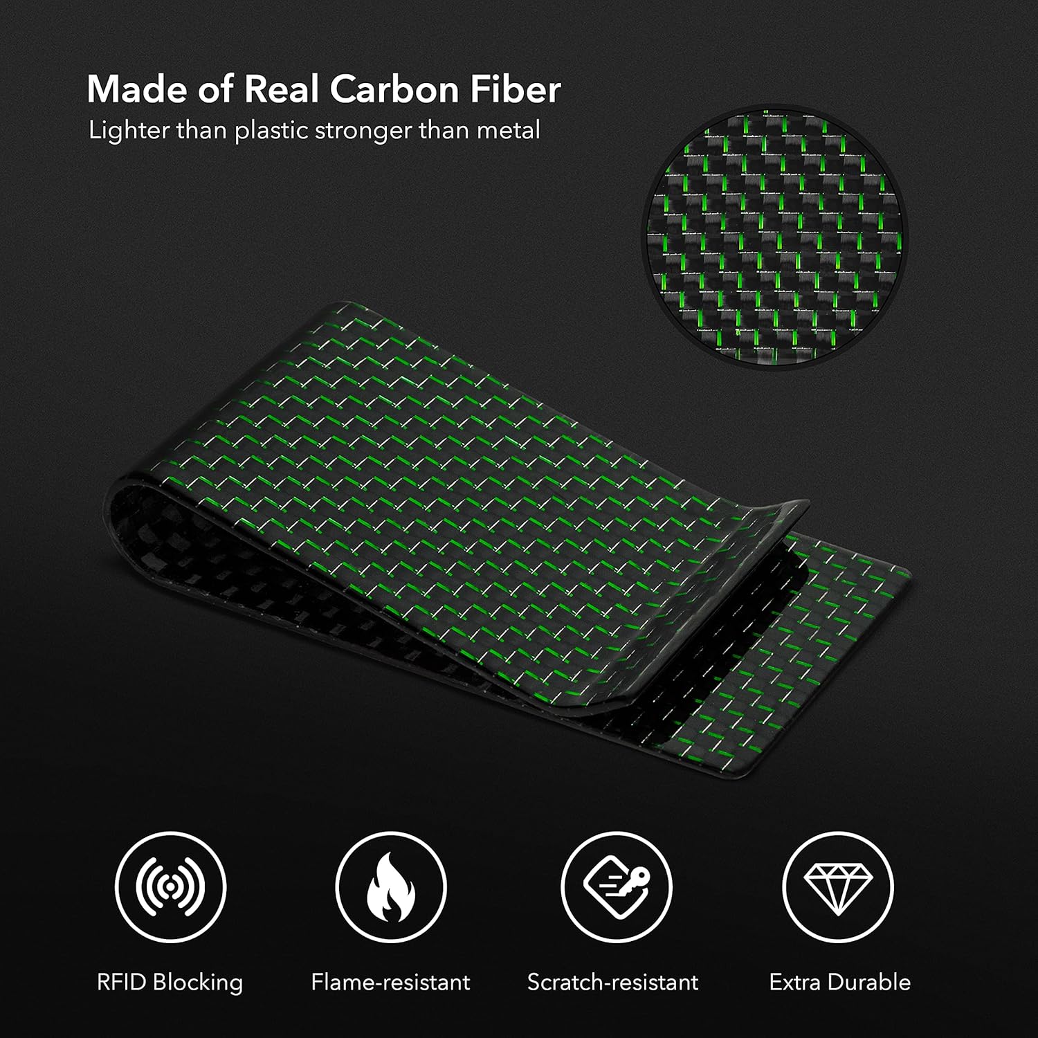 SERMAN BRANDS Carbon Fiber Money Clip Credit Card Holder Slim Business Front Pocket Clips for Men Black Glossy SERMAN BRANDS Carbon Fiber Money Clip Credit Card Holder Slim Business Front Pocket Clips for Men Black Glossy