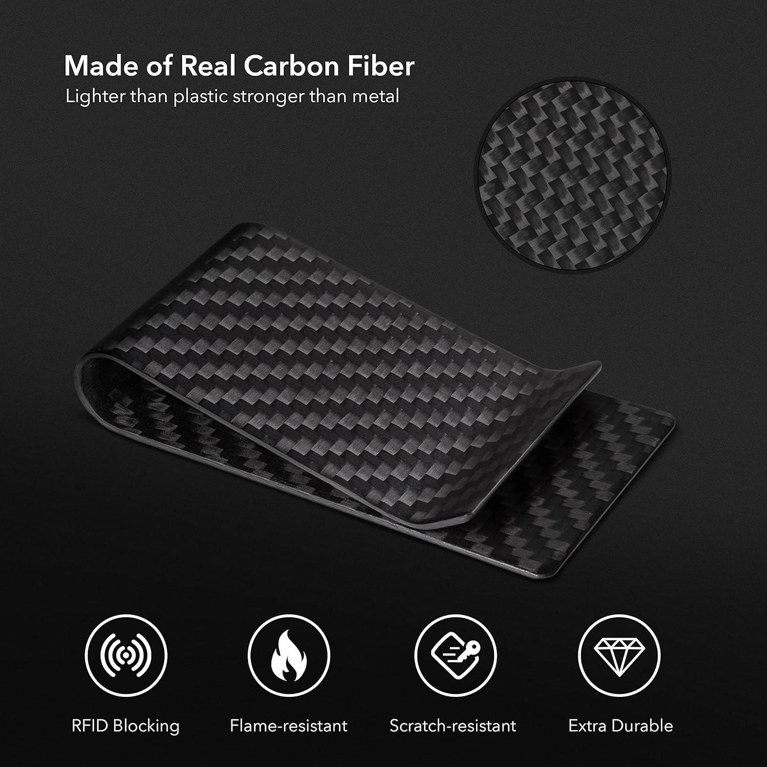 SERMAN BRANDS Carbon Fiber Money Clip Credit Card Holder Slim Business Front Pocket Clips for Men Black Glossy SERMAN BRANDS Carbon Fiber Money Clip Credit Card Holder Slim Business Front Pocket Clips for Men Black Glossy