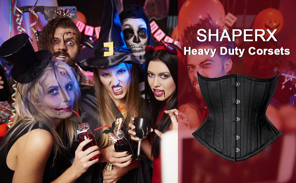 SHAPERX Women's Heavy Duty Corset Double Steel Boned Waist Trainer Corsets Underbust Body Shaper SHAPERX Women's Heavy Duty Corset Double Steel Boned Waist Trainer Corsets Underbust Body Shaper