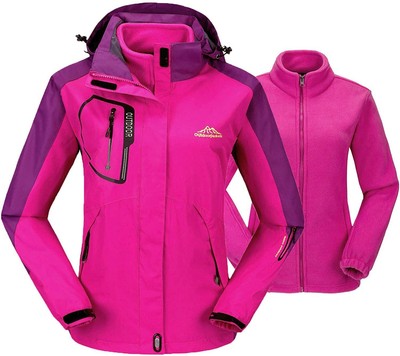 Rdruko Women's Outdoor 3-in-1 Waterproof Ski Jacket Fleece Inner Winter Coat Hooded Rdruko Women's Outdoor 3-in-1 Waterproof Ski Jacket Fleece Inner Winter Coat Hooded