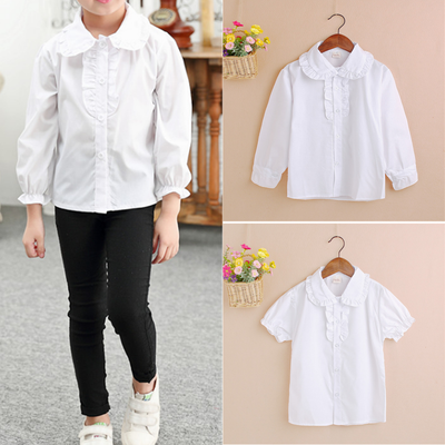 Girl Toppy School Uniform Girls' Short Ruffle Sleeve Top Girl Toppy School Uniform Girls' Short Ruffle Sleeve Top