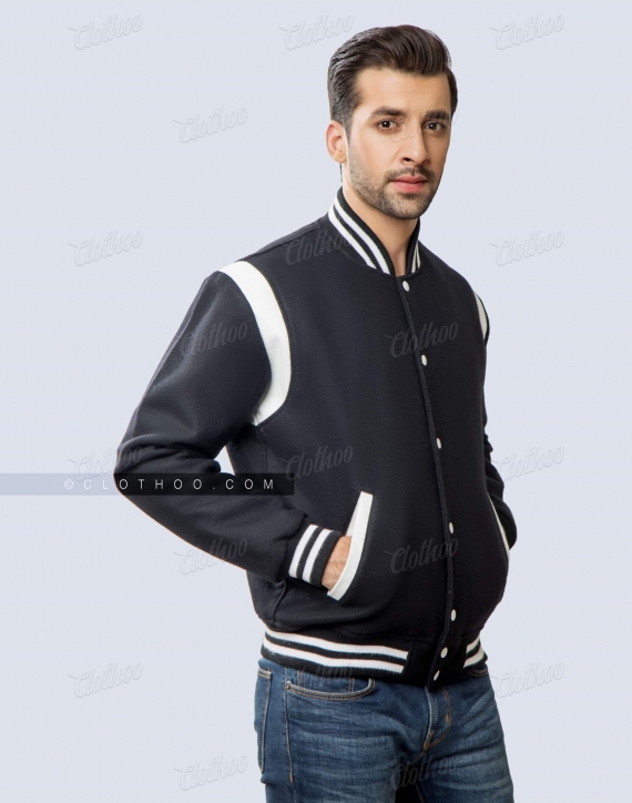 Xpril Men's Stylish Color Contrast Long Sleeves Varsity Jacket Xpril Men's Stylish Color Contrast Long Sleeves Varsity Jacket