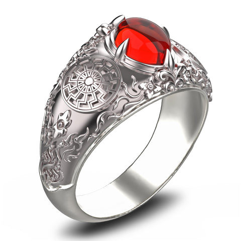 Garnet Gothic Magic Chaos Star Crossed Ring for Women's and Men's Ring 925 Sterling Silver Size 6-15 Garnet Gothic Magic Chaos Star Crossed Ring for Women's and Men's Ring 925 Sterling Silver Size 6-15
